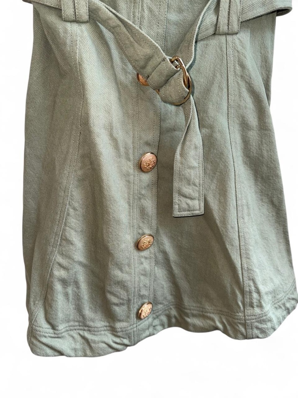 En Crème Green Utility Button-Down Mini Dress - Picture 5 of 8
